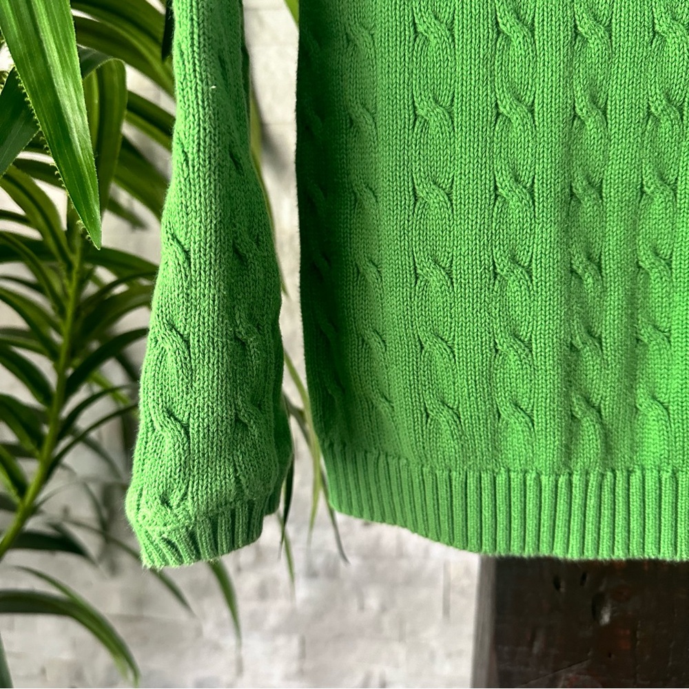 LOFT Kelly Green Ribbed cableKnit Sweater Size Small - Picture 7 of 9